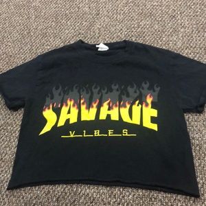 black graphic crop top